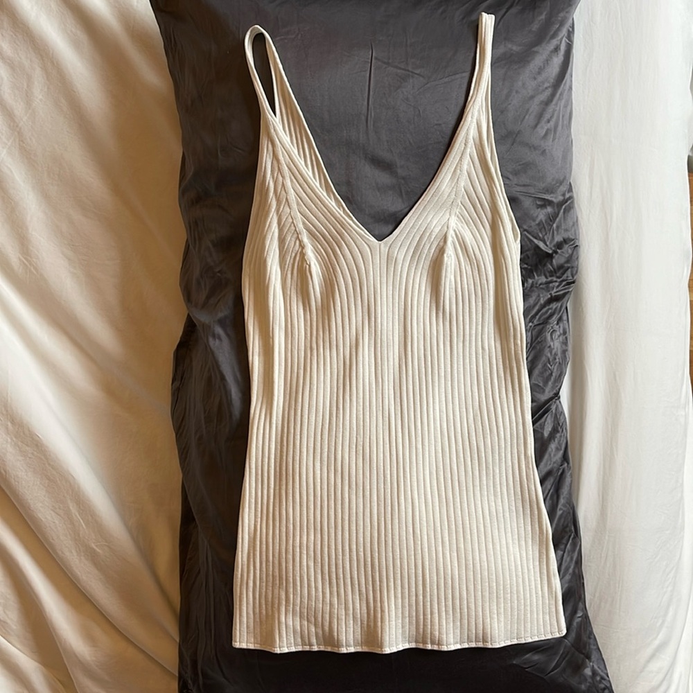 Double - V ribbed, knit, tank sweater.